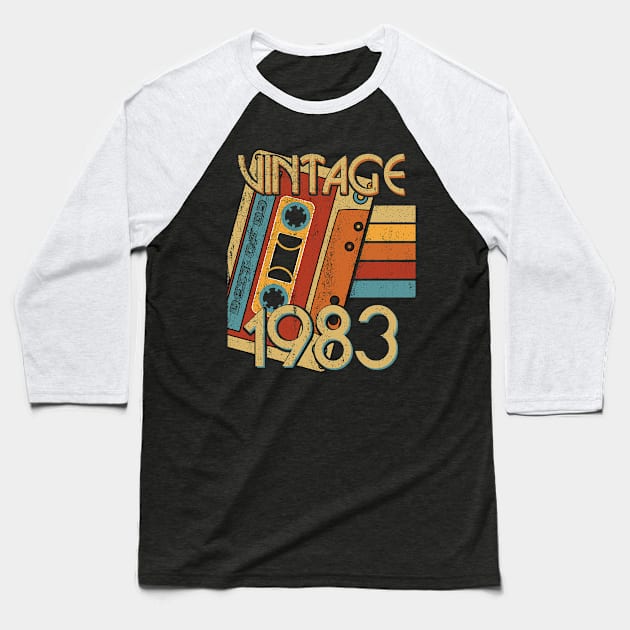 Vintage 1983 Retro Cassette Tape Graphic Gift Item Tee Baseball T-Shirt by reelingduvet